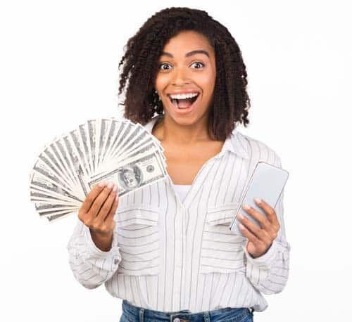 Happy girl with money