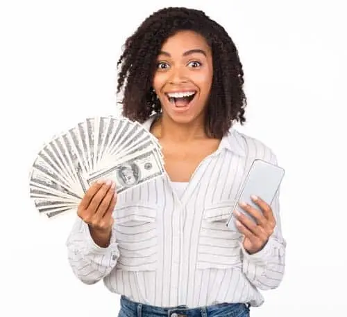 Happy women with cash