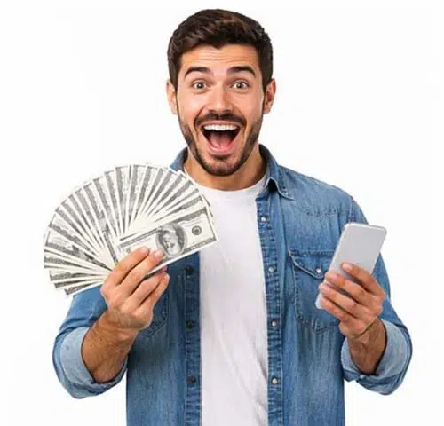 Happy guy with cash!